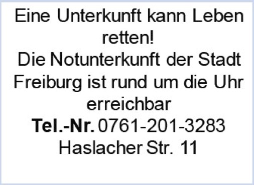 Unterkunft kann leben retten stadt freiburg
